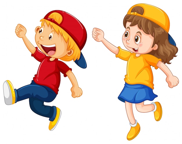 Boy and girl wearing caps