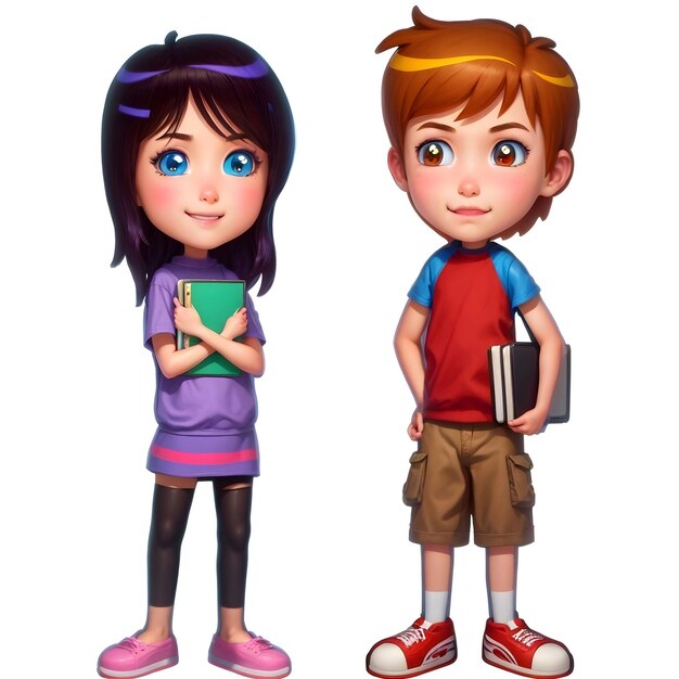 Vector boy and girl white background