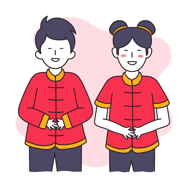 Boy and Girl with chinese costumes concept