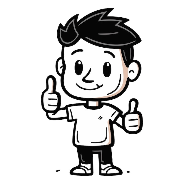 Vector boy giving thumbs up of a boy giving thumbs up