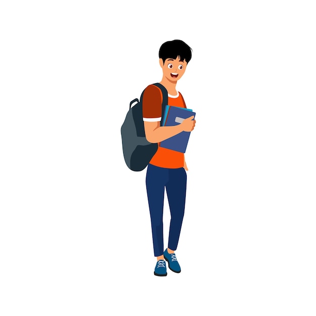 Vector boy go to school vector illustration