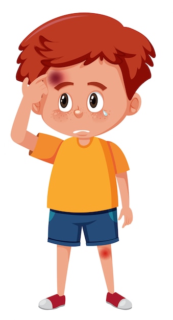 Vector a boy having bruise on head