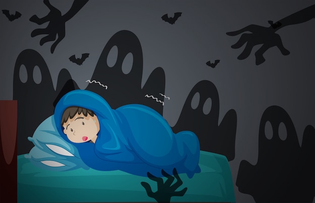 Premium Vector | A boy having nightmare