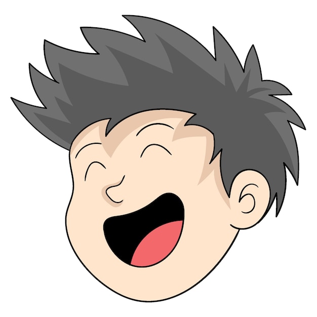 Vector boy head emoticon is laughing out loud