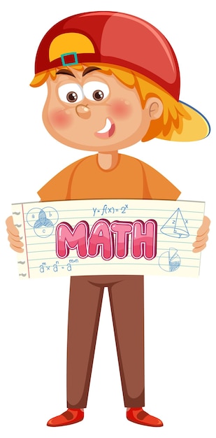 Ragazzo che tiene banner per la matematica