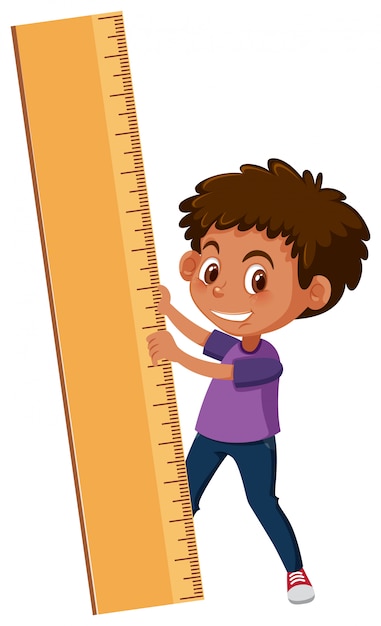 Vector a boy holding ruler