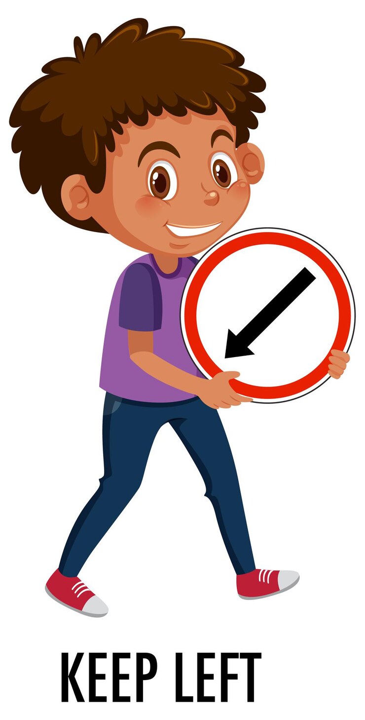 Vector boy holding traffic sign isolated on white background