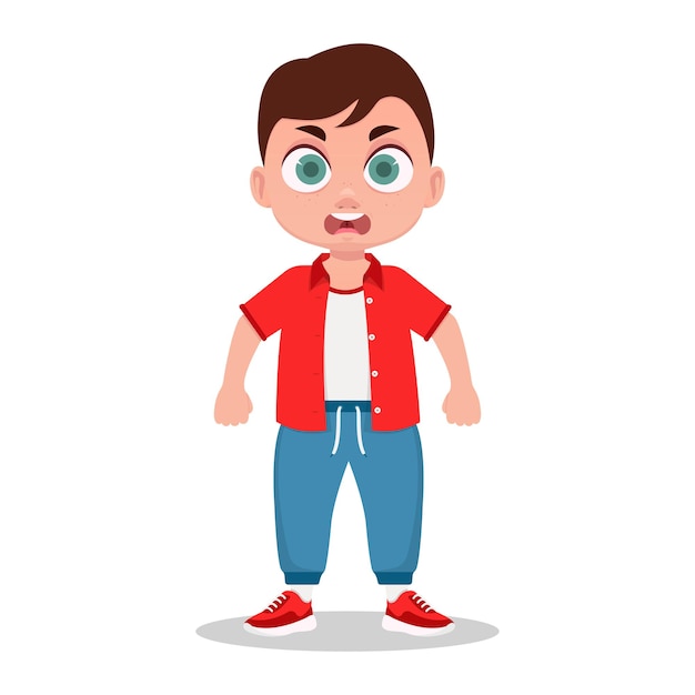 The boy is angry. vector illustration