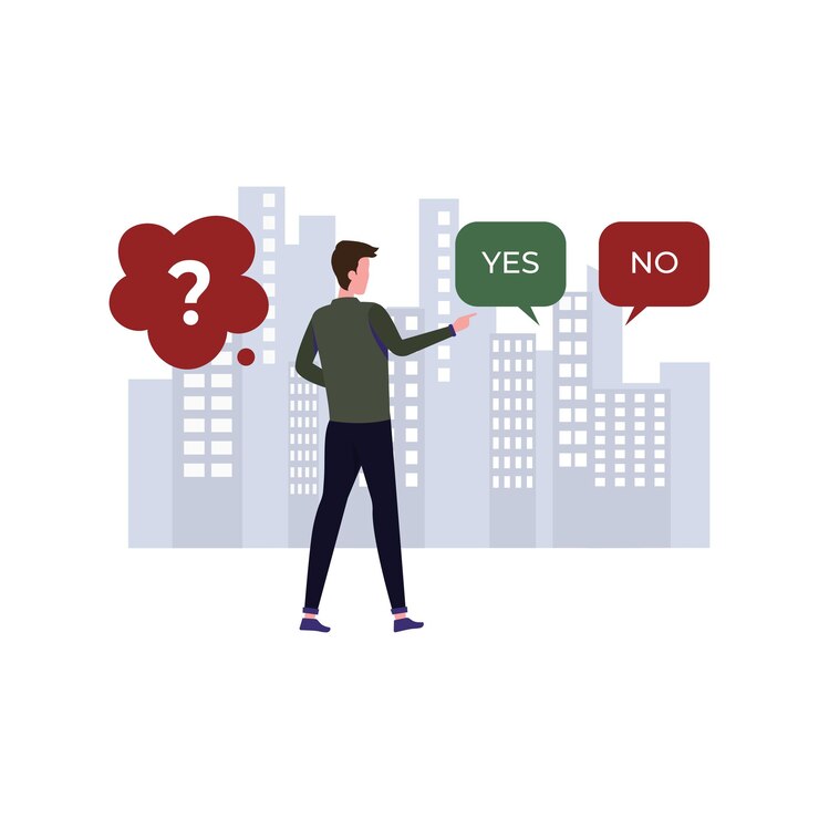 Vector the boy is choosing yes