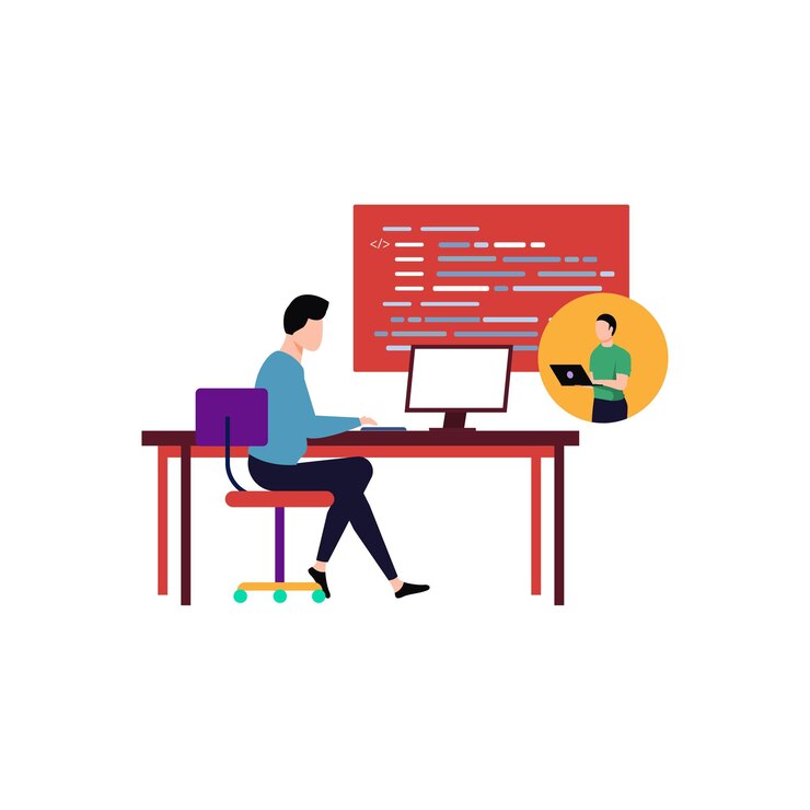 Vector the boy is coding