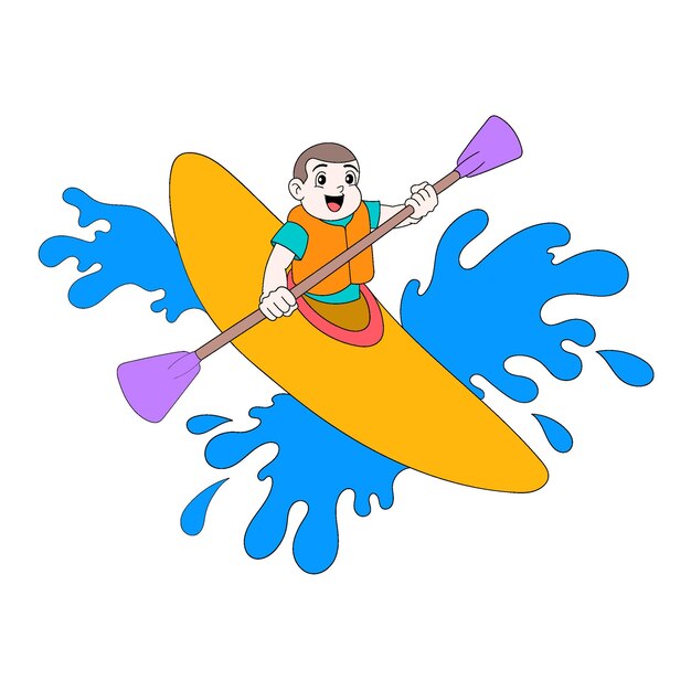 Boy is doing sports sport canoe rowing