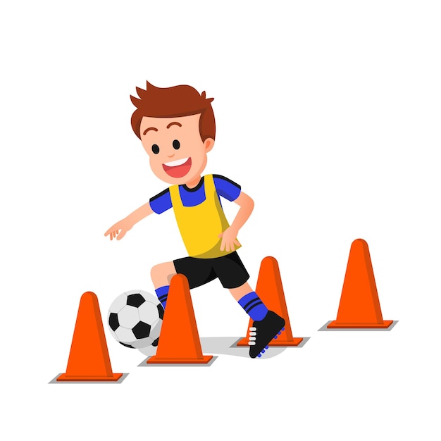 A boy is feeling excited in soccer practice