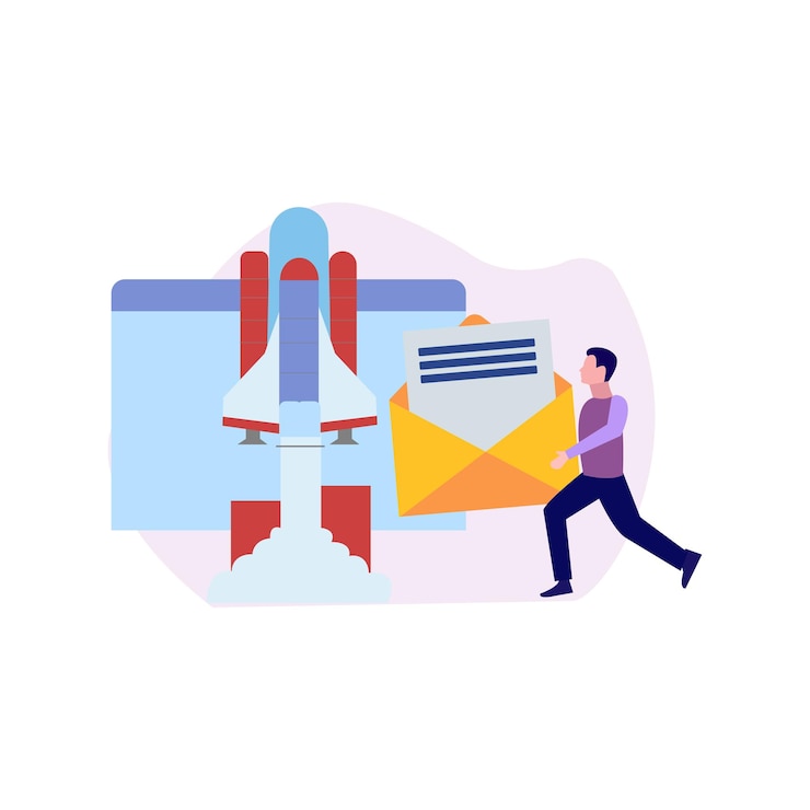 Vector the boy is holding a mail