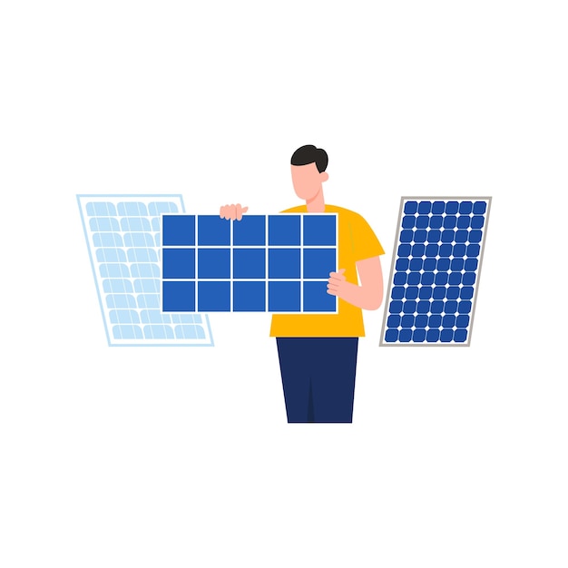 A boy is holding a solar panel