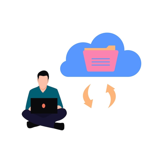 The boy is reloading the cloud data
