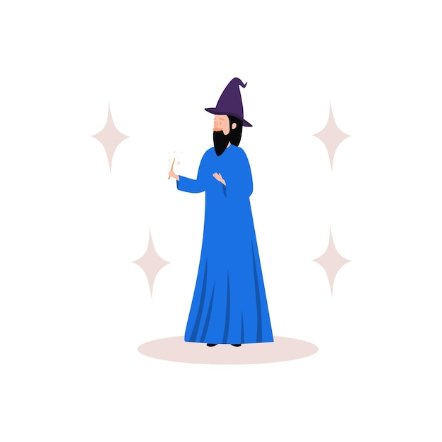 Vector the boy is wearing a wizard costume