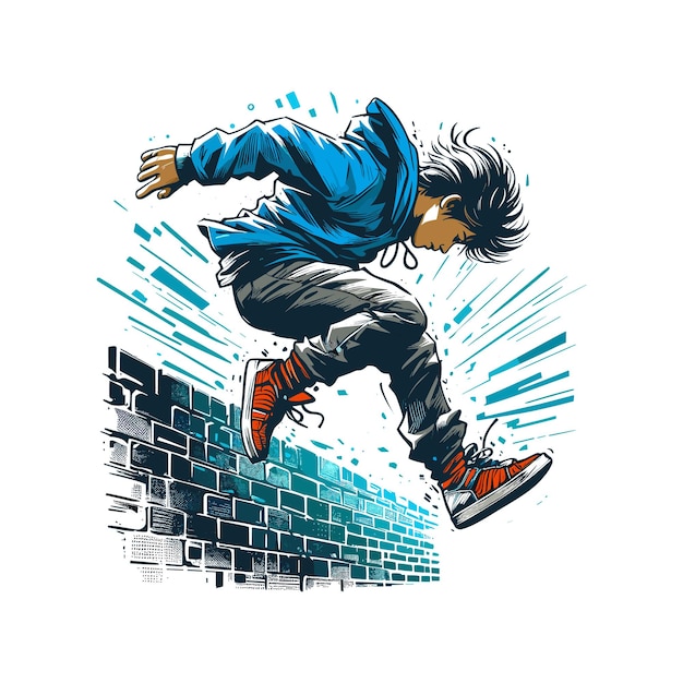 boy jump vector illustration