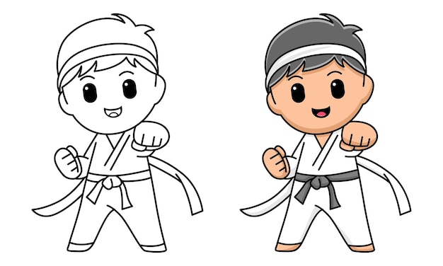 boy karate coloring page for kids