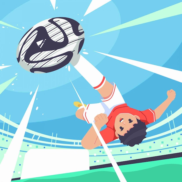 Boy kicking ball illustration background