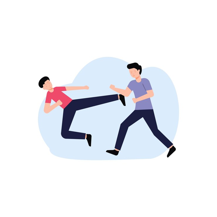 Vector a boy kicks another boy