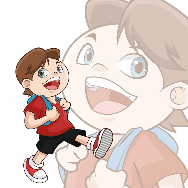 boy kid cartoon school