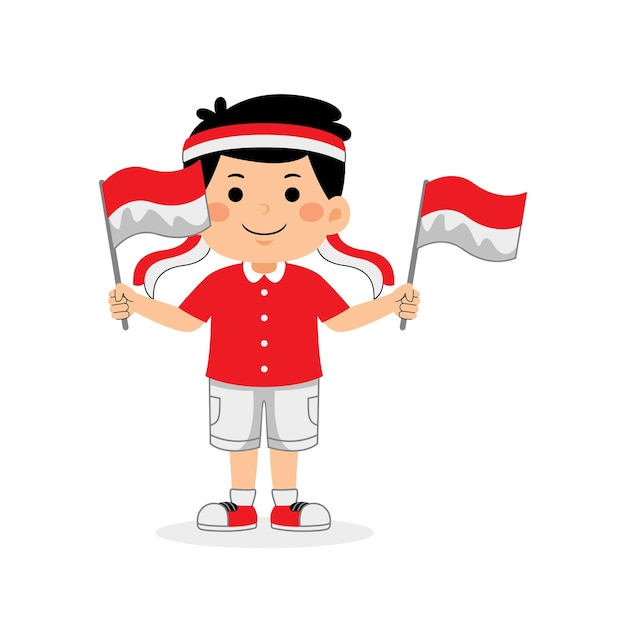 Boy Kids celebrate Indonesia Independence Day