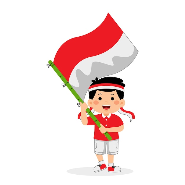 Boy Kids celebrate Indonesia Independence Day