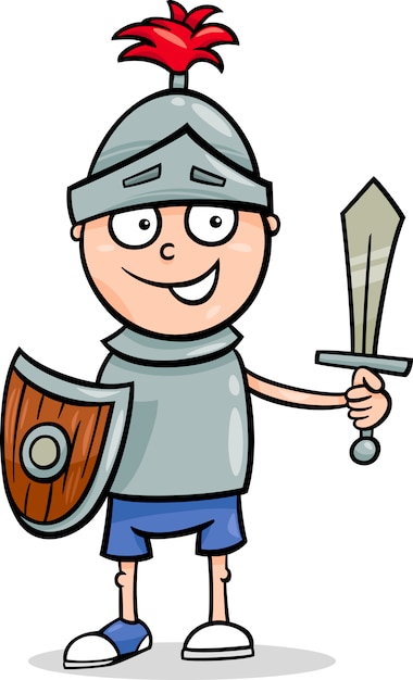 Boy in knight costume cartoon