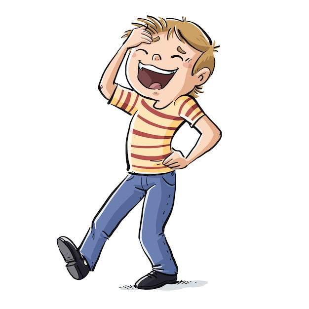 Vector boy laughing out loud illustration