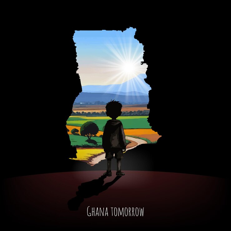 Vector the boy looks to the bright future of ghana vector eps file