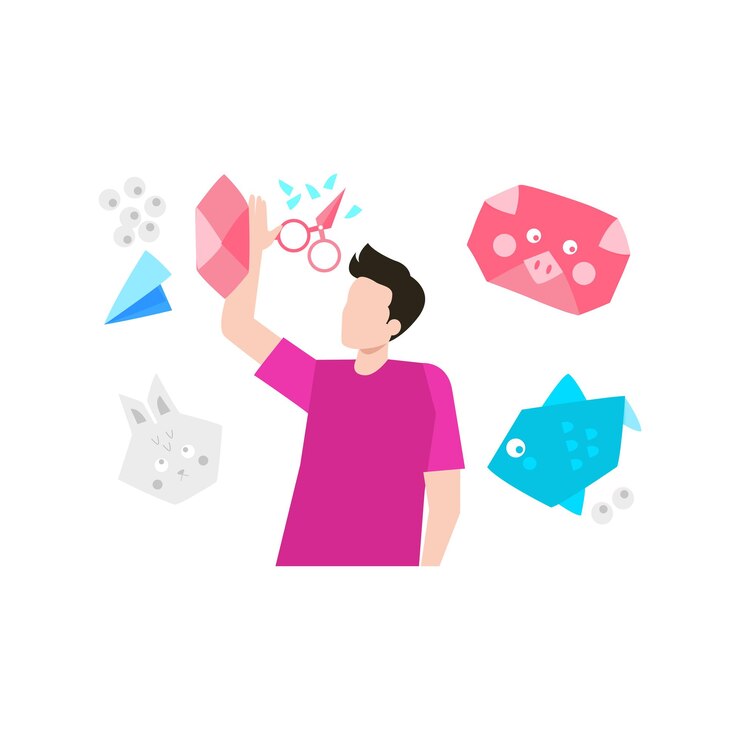 Vector the boy made paper crafts