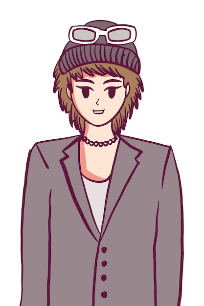 boy man kpop idol asian guy fashionable character handdrawn illustration