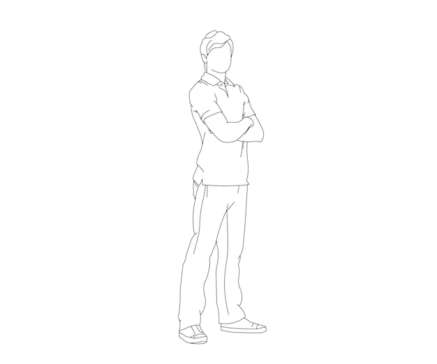 Vector boy man line art drawing