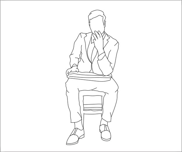 ボーイ・マン ラインアート・ベクトル・ドローイング