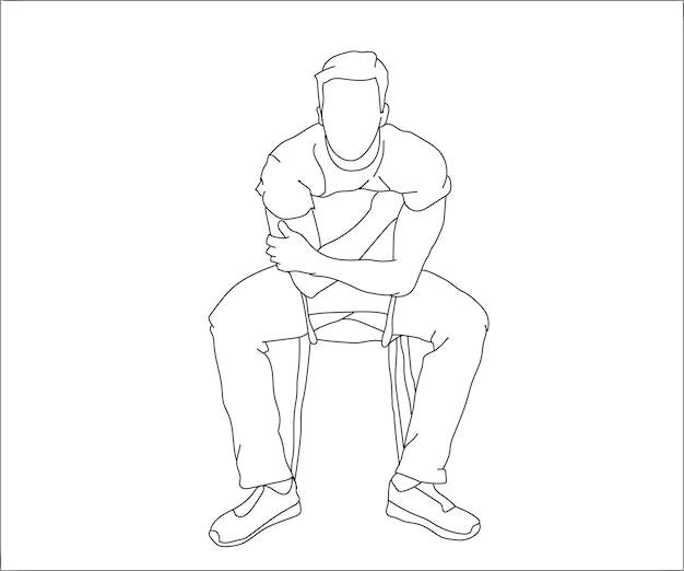 Boy Man Line art vector Drawing