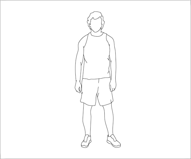 Boy Man Line art vector Drawing