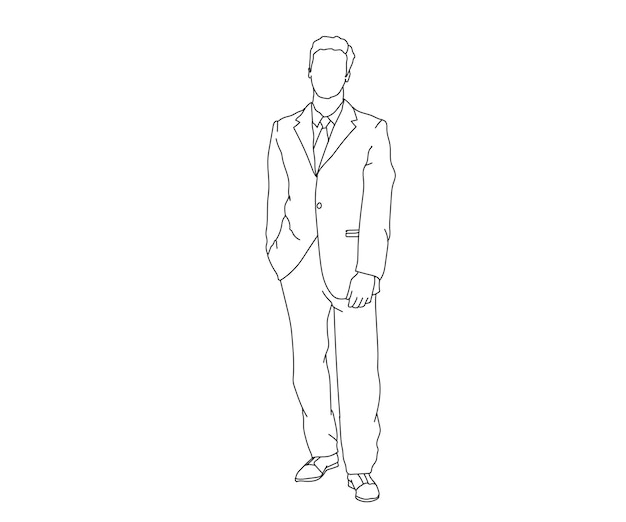 Boy Man Line art vector Drawing