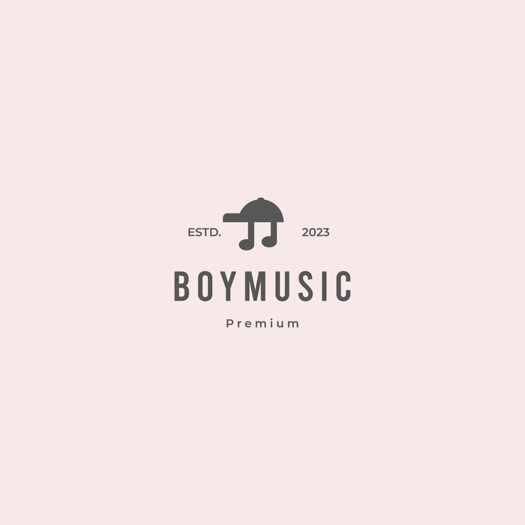 boy music logo design retro hipster vintage