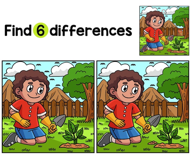 Boy Planting Seedling Find The Differences