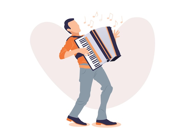 Vector boy playing accordion