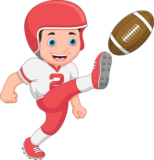 Vector boy playing american football on white background