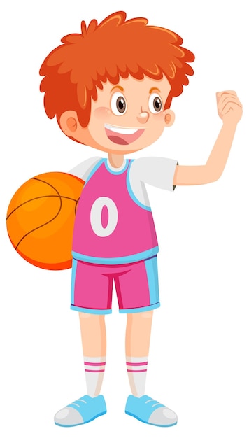 A boy playing basketball cartoon