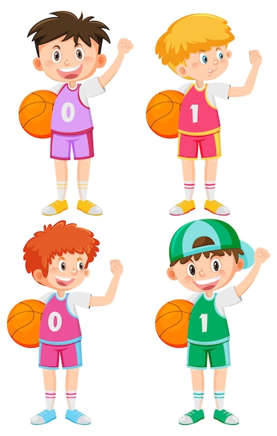 A boy playing basketball cartoon