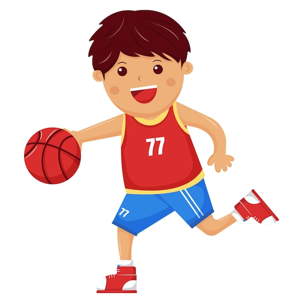 Vector a boy playing basketball vector illustration