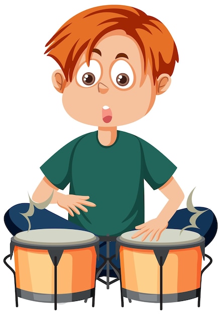 Vector a boy playing bongos