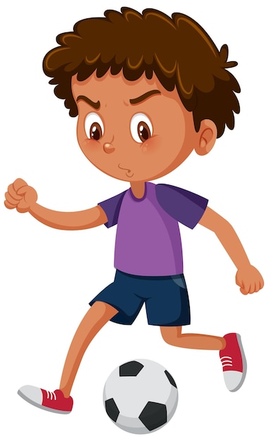 Vector a boy playing football cartoon character