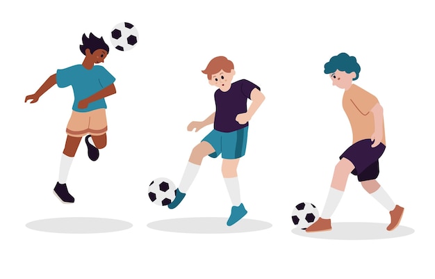 Boy Playing Football Soccer Player Sport Character Isolated