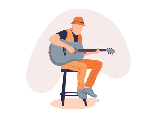 Vector boy playing guitar