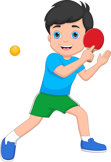 Ragazzo che gioca a ping pong cartone animato