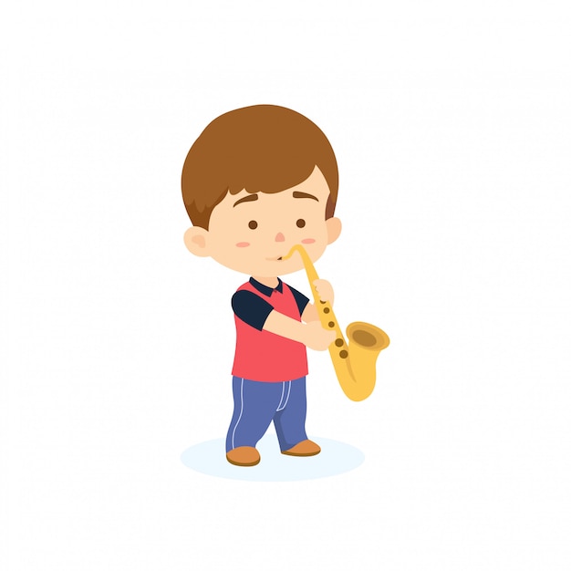 Boy playing saxophone